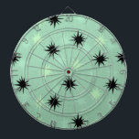 Starbursts de Jade et Mint Atomique Cible de flech<br><div class="desc">Cette Cible de flechettes Atomic Jade and Mint Starbursts a tout le plaisir moderne du milieu du siècle de la cuisine de votre grand-mère, moins le linoléum collant. Le design kitschy est composé d'un arrière - plan jade avec des taches d'or et des starbursts placés aléatoirement en noir, jade et...</div>