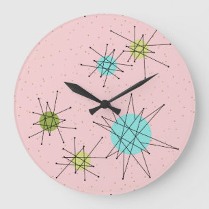 Starburts atomiques rose Iconique Horloge Mur Acry