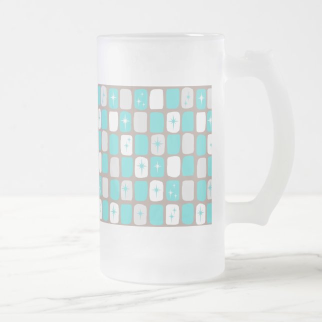 Starburts Turquoise Rétro Mug en verre glacé (Droit)