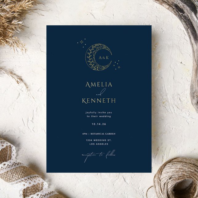 Stardust Monogram Gold Foil Invitations de mariage (Créateur téléchargé)