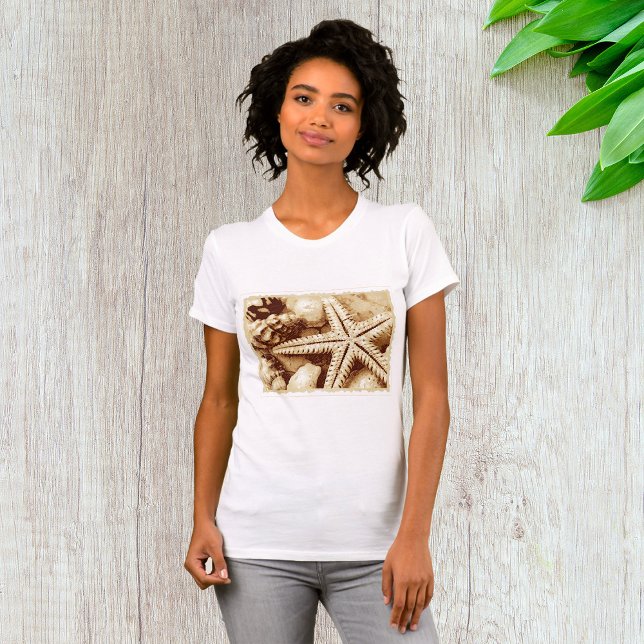Starfish and Seashells Womens T-Shirt (Créateur téléchargé)