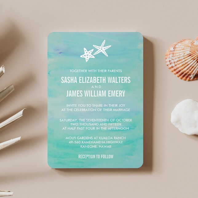 Starfish Aqua Beach Invitations de mariage (Créateur téléchargé)