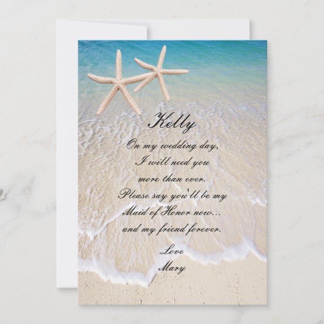 Starfish Beach Mariage Carte d'honneur (Devant)