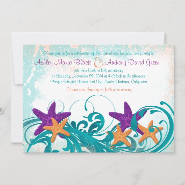 Starfish Beach ou Destination Mariage Invitation 2 (Devant)