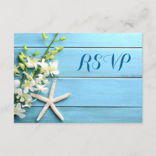 Starfish Beach Wedding Cartes RSVP Avec Orchidées
