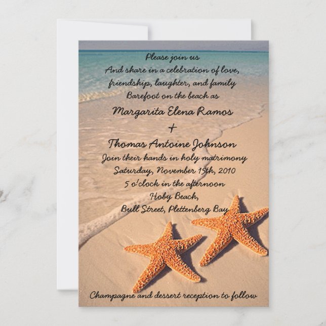 Starfish Beach Wedding Invitation ou faire-part (Devant)