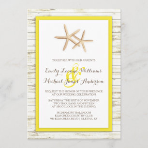 Starfish Blanchis Wood Beach Wedding Invitation