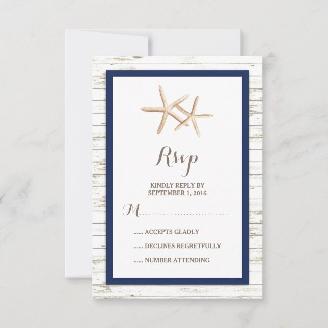 Starfish Blanchis Wood Beach Wedding RSVP (Devant)