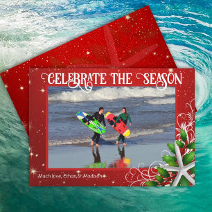 Starfish Christmas Twinkling Stars Carte photo