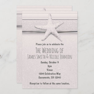 Starfish Classique Plage Blanc Mariage Invitation