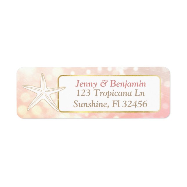Starfish Coral Bokeh Adresse de retour Étiquettes (Devant)