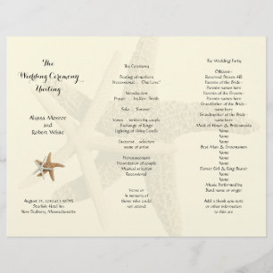 Starfish Couple Cream Tri-Fold Wedding Programme