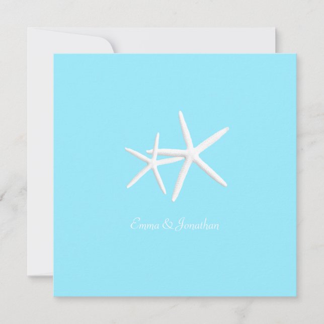 Starfish Décoré Aqua Beach Mariage Invitations (Devant)