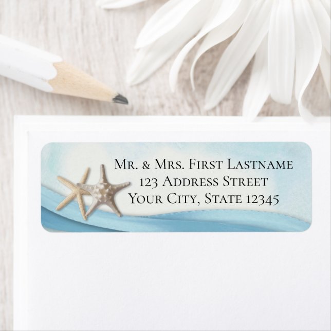 Starfish et Sky Blue Ribbon Étiquette (En situation)