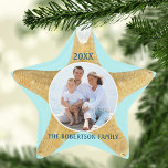Starfish Family Photo Beach<br><div class="desc">Personnalisez ce ornement en étoile de plage d'étoiles de mer avec votre propre photo et nom de famille. *Si vous avez besoin d'aide pour ce design ou les produits correspondants,  veuillez me contacter par Zazzle.</div>