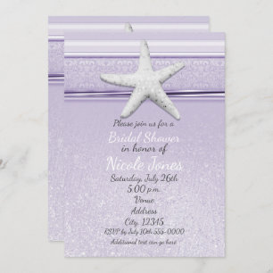 Starfish Lavender Purple Elegant Plage Invitations