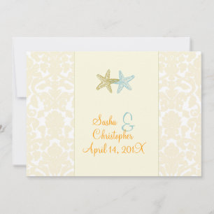 Starfish + mariage damassé Invitations