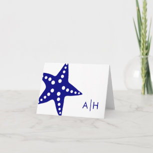 Starfish Mariage plié Merci Cartes, bleu marine