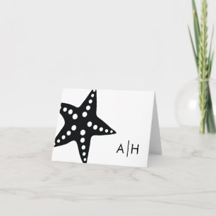 Starfish Mariage plié Merci Cartes, Noir
