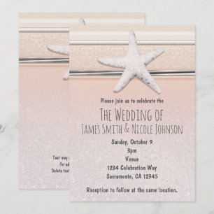 Starfish Peaches & Cream Beach Wedding Invitation