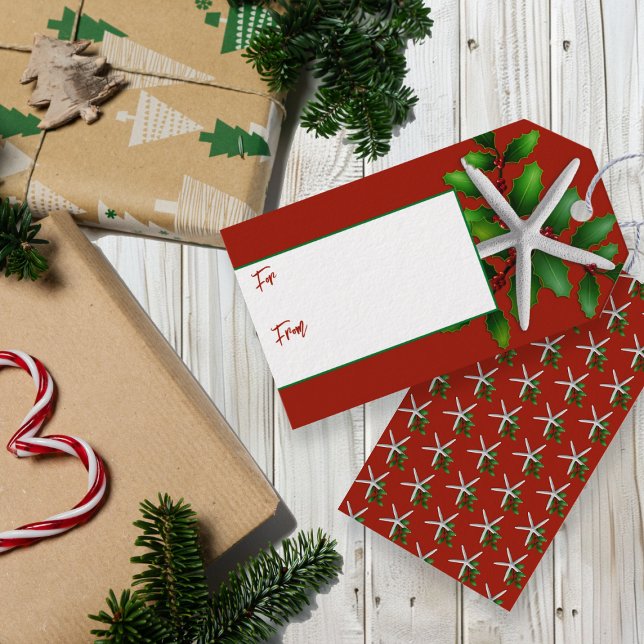 Starfish Red Christmas Cravate Sur les étiquettes  (Créateur téléchargé)