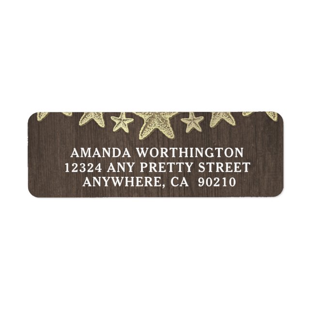 Starfish Rustic Beach Mariage Étiquettes de adress (Devant)