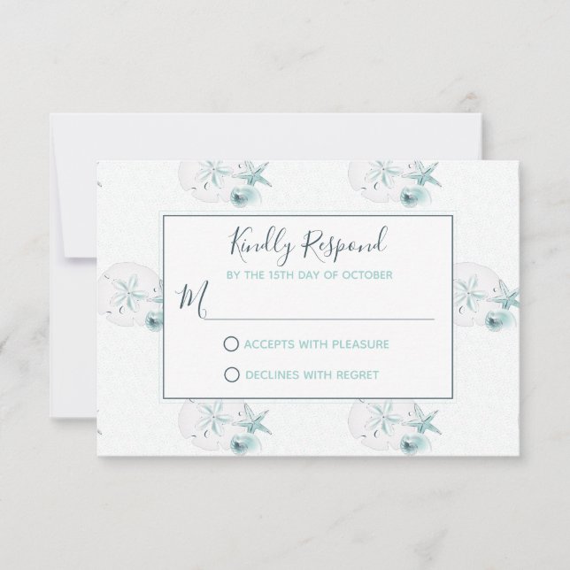 Starfish Shells Moderne Elegant Plage RSVP Mariage (Devant)