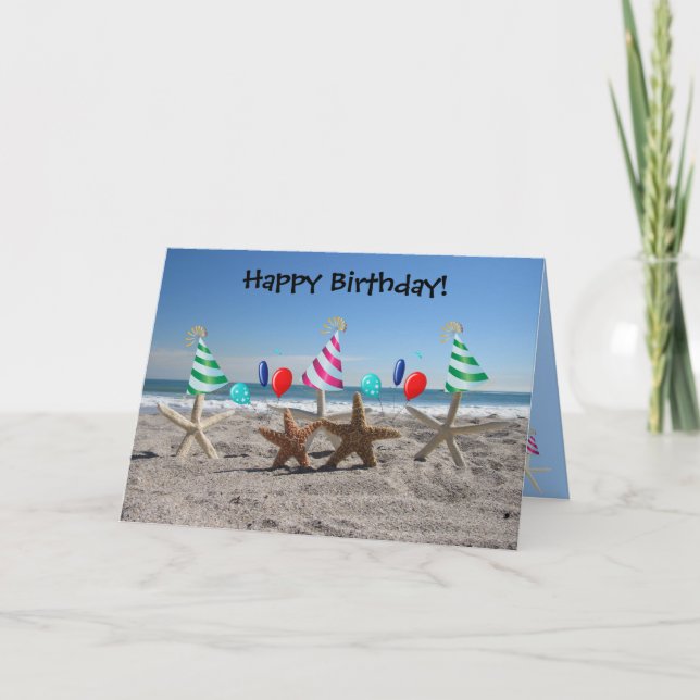 Starfish sur la carte d'anniversaire de la plage (Devant)