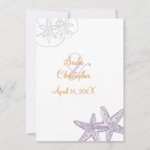 Starfish/violet+orange/ Mariage Invitations