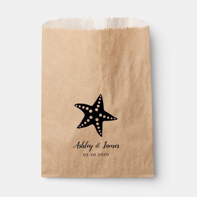 Starfish Wedding Favor Sacs pour les cookies et le (Devant)