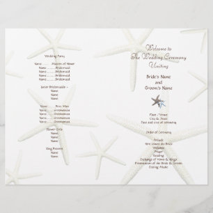 Starfish White Beach Wedding Programme du ventilat