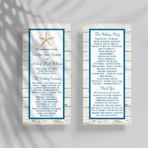 Starfish Whitewashed Wood Beach Wedding Programme