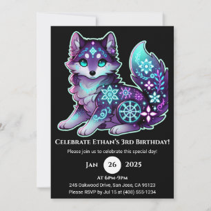 Starlit Spirit Wolf Invitation d'anniversaire
