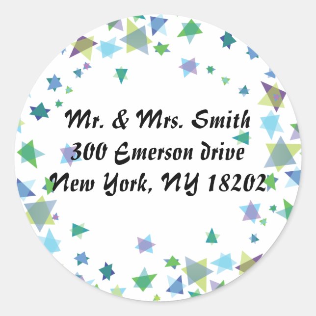 Starof David Jewish REPY RETURN étiquettes autocol (Devant)