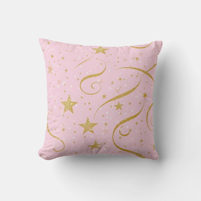 Starry Dreams - Coussin rose et Gold Star (Recto)