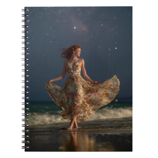 Starry Night Beach Dancing Dress Art Carnet (Devant)