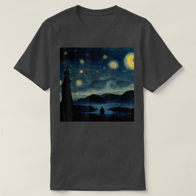Starry Night Caspar David Friedrich T-Shirt (Design devant)