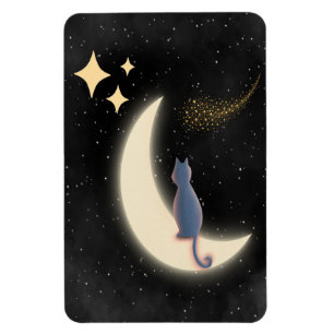 Starry Night Cat Crescent Flexible Magnet photo