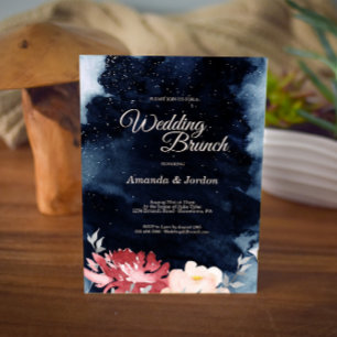 Starry Night Floral Mariage Brunch Invitation