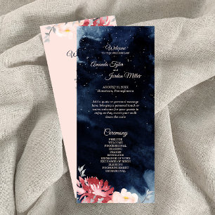 Starry Night Floral Wedding Programme