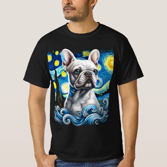 Starry Night French Bulldog T-Shirt - Chien Artist (Devant)