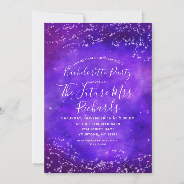 Starry Night Galaxy Bachelorette Party Invitation (Devant)