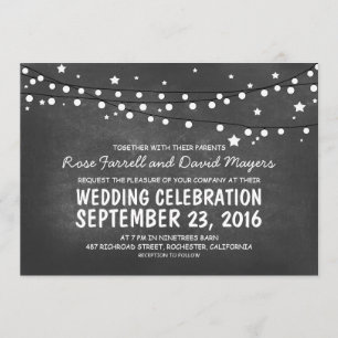 Starry Night Lights Chalkboard Mariage Invitations