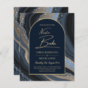Starry Night Navy Gold Agate NUESTRA BODA Invitati