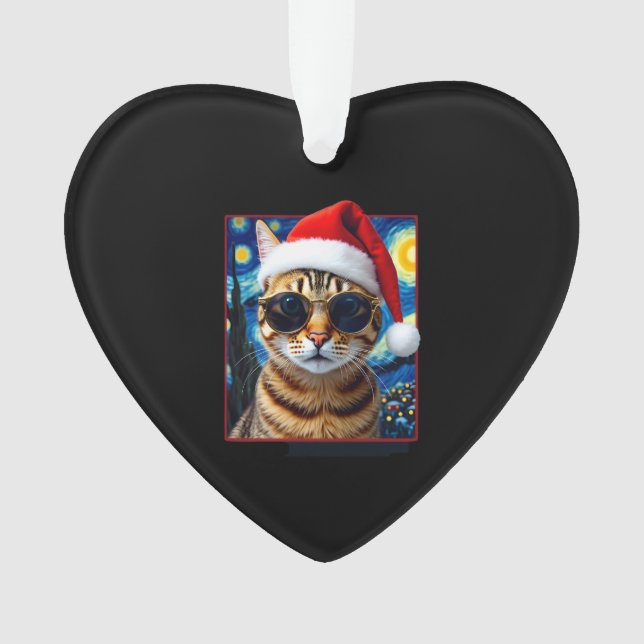 Starry Night Orange Tabby Cat Christmas (devant)