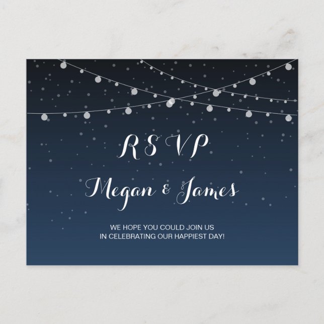 Starry Night Rustic Wedding Carte Postale RSVP (Devant)