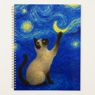 Starry Night Siamese Cat Moon 
