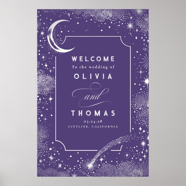Starry Night Sky Celestial Mariage Affiche de bien (Devant)
