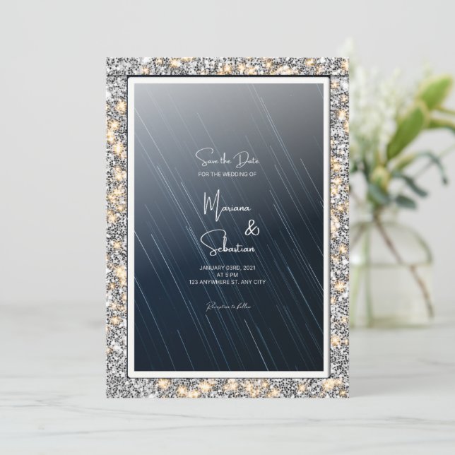 Starry Night the SAVE THE DATE Carte Mariage (Debout devant)