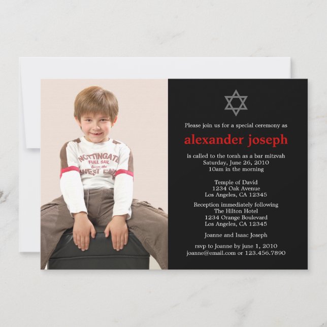 Starry Photo Bar Mitzvah Invitation (Devant)